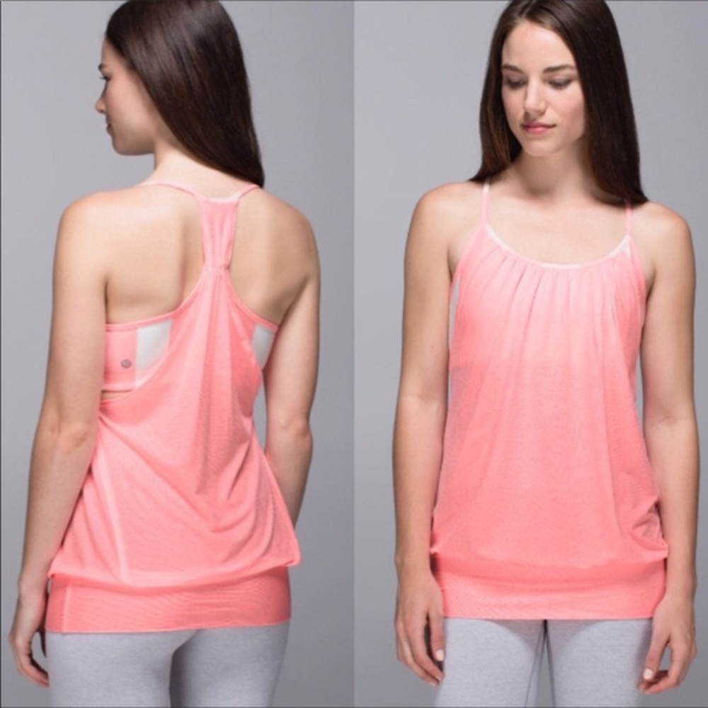 EUC Pink & White Lululemon No Limits Tank
